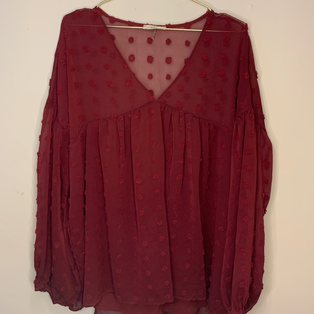 Deep Red Textured Entro Blouse